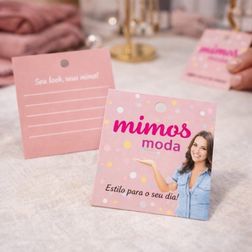 Tag Mini com Furo | Impressão 4×4 (Frente e Verso)