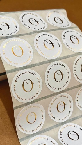 Etiqueta Hot Stamping 3x3cm | Vinil Branco