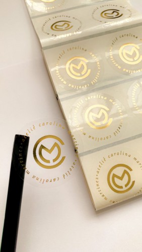 Etiqueta Hot Stamping 3x3cm | Vinil Transparente