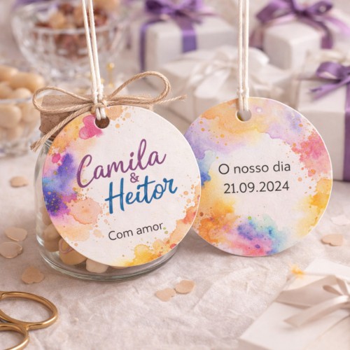 Tag 6×6 cm com Furo – Sem Verniz | Impressão 4×4 (Frente e Verso)