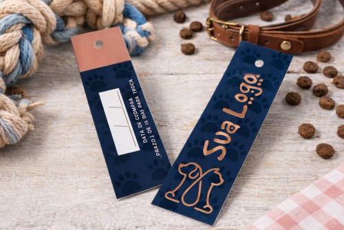 Tag Palito Laminação Fosca + Hot Stamping | 4x4 (Impressão Frente e Verso)