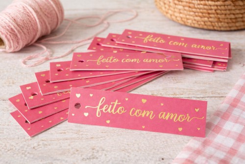 Tag Palito Laminação Fosca + Hot Stamping | 4x4 (Impressão Frente e Verso)