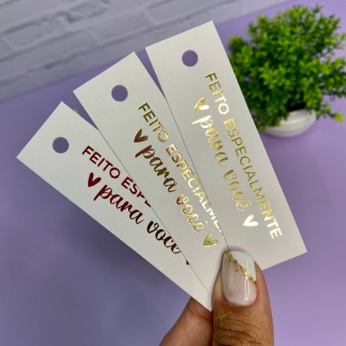 Tag 9x2cm | 4x4 | Laminação Fosca + Hot Stamping Frente e Verso - Couchê 600g
