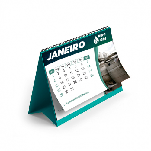 2025 Calendário de Mesa com Wire-O + Base Personalizada | 11x15cm | 12 páginas