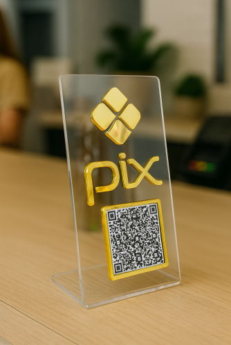 Placa Pix em Acrílico para Balcão
