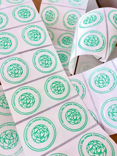 Adesivo Transparente 4x4cm | Impressão em verde