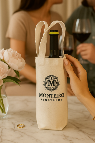 Bolsa para Vinho Personalizada em Algodão Cru 15x35cm | 1x0