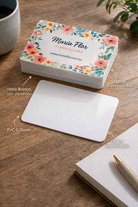Cartão de Visita em PVC | 4×0 | Impressão em 1 lado
